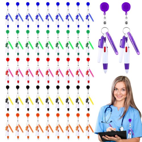 Dunzoom 240 Pcs Nurse Pen Set Back to School Gift Include Retractable Shuttle Pens Mini Tip Highlighters Marker Pens Badge Clips Appreciation Gifts for Nursing Assistant Student School Staff