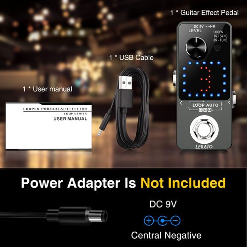 LEKATO Looper Pedal,Guitar Looper Pedal for Electric Guitar&Bass Loop Pedal with SYNC & Tuner Function Triple Effect Guitar Looper with LED Screen Unlimited Overdubs 3 Loops 18 Minutes Record Time