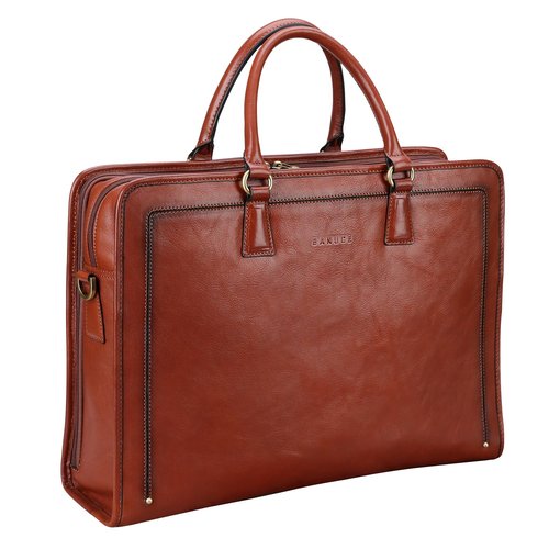 Banuce Vintage and Classic Genuine Full Grains Italian Leather Briefcase for Women 14 Inch Laptop Bag Stylish Business Work Bag Brown