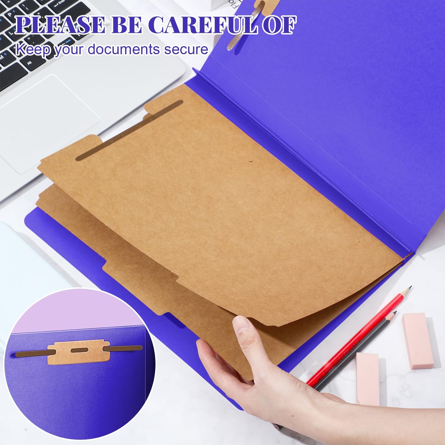 Skyygemm 12 Pcs Classification Folders Letter Size Bulk - 2 Dividers Pressboard File Folder with 3. 5 Inch Expansion, 2 Prongs Fastener, Heavy Duty Office File Organizer for Teacher Medical (Purple)