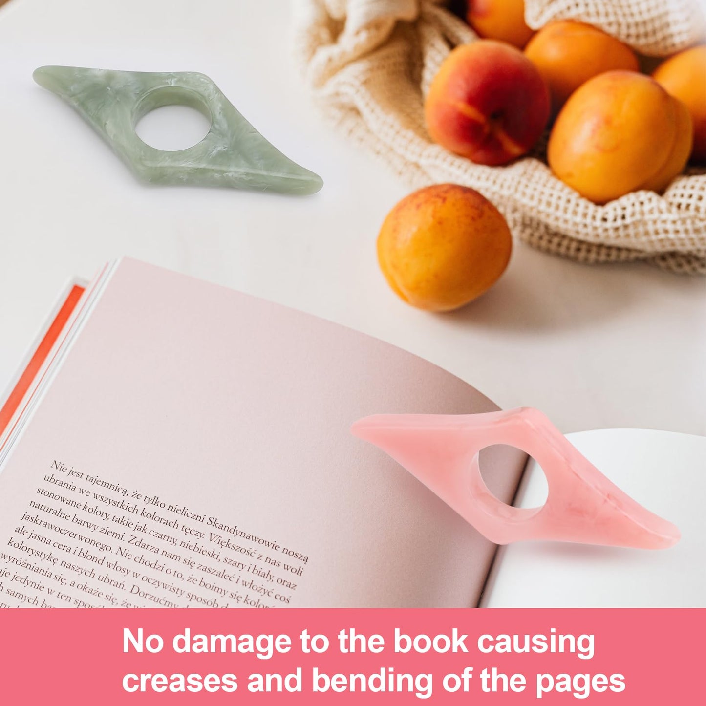 Kartterfly Thumb Page Holder for Reading 2Pack, Energy Pattern Thumb Bookmark, Book Opener Holder, Book Finger Page Holder, Book Accessories for Reading Lovers(Brown and Pinkish Pink）