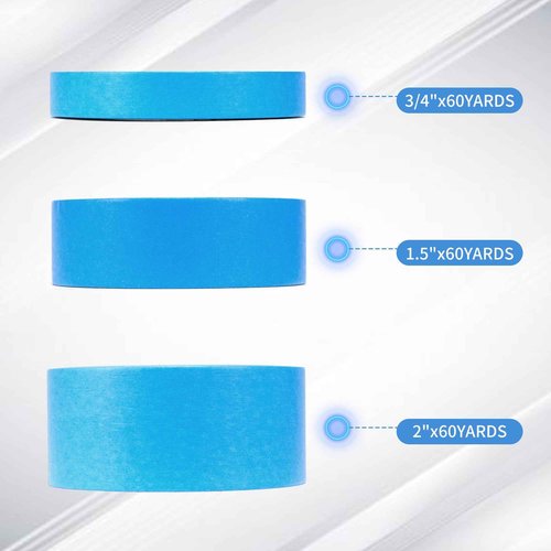 ABOUT MT Blue Painters Tape 3/4 Inches Wide (0.75" X 60 Yards), Premium Masking Tape Must-Have Wall Painting Supplies for DIY Enthusiasts and Pros Alike(Strong Viscosity)(12 Pack)