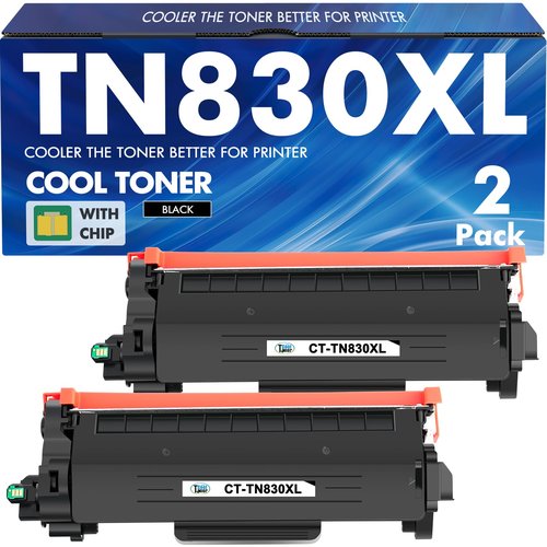 TN830XL TN830 830XL Toner for Brother Printer HL-L2460DW DCP-L2640DW Replacement for Brother TN830 XL/V/R TN 830 XL TN-830XL Cartridge MFC-L2820DW HL-L2405W HL-L2400D Printer High Yield 2 Pack Black