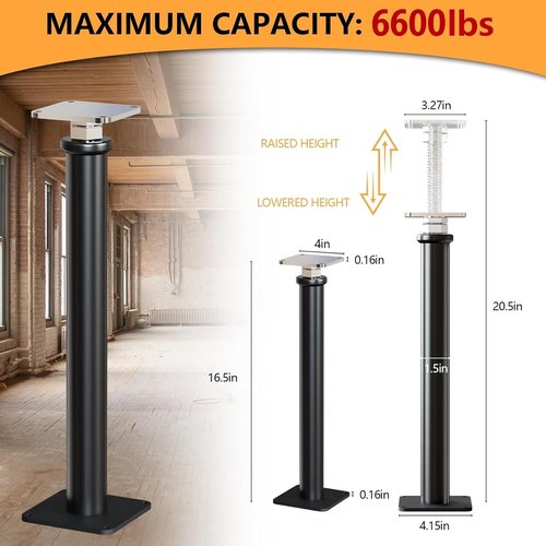 Skiennix 8-Pack Floor Jacks - Height Adjustable 16.5-20.5 Inch | 6,600 LBS Capacity for Home Leveling