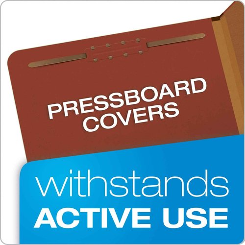 Pendaflex Pressboard Classification File Folders, 3 Dividers, 2" Embedded Fasteners, 2/5 Tab Cut, Letter Size, Red, Box of 10 (1357R)