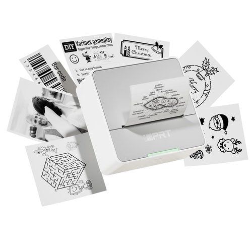 iDPRT Mini Sticker Printer Machine with 1 Roll Sticker Paper, Portable Thermal Printer for Study, Grey