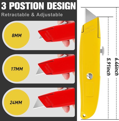 DIYSELF Box Cutters - Premium Heavy-Duty Utility Knives with Retractable Blades | 8-Pack Set