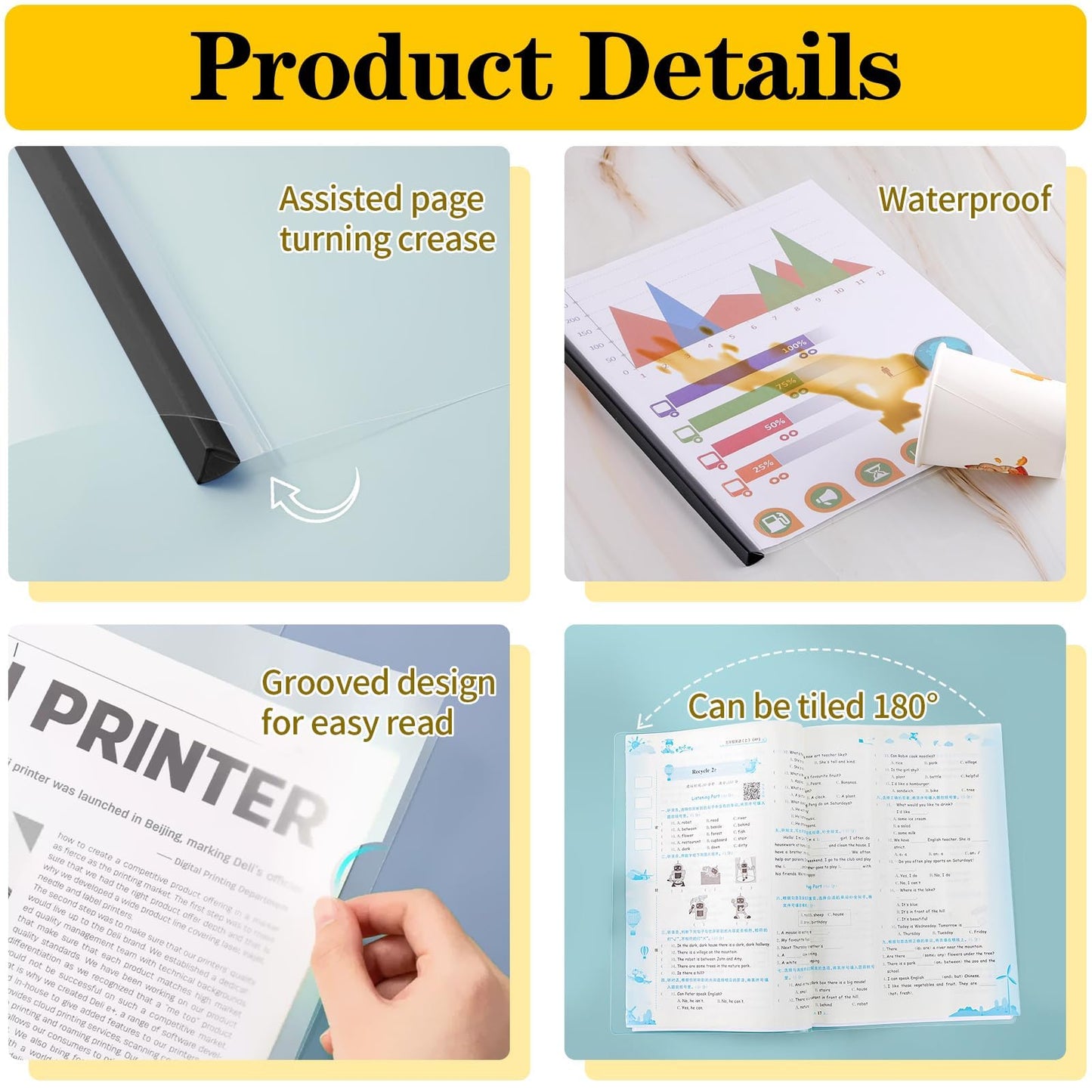 Report Covers with Sliding Bar, Clear Report Covers for A4 and Letter Size Paper, Resume Covers Presentation Folders File Document Binder for School Business, 70 Sheet Capacity
