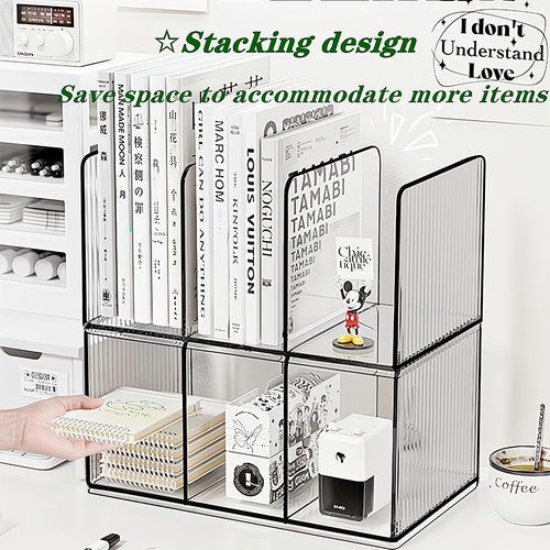 BEENIFIC Acrylic Desk File Organizer,Office Desktop Binder File Folder Mail Organizer,Handbag Purse Book record Magazine Holder (2 Pack)