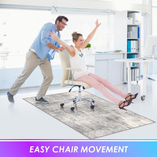 Kuyal Office Chair Mat for Hardwood Floor, 36 x 55 inches Computer Gaming Chair Mats, Low Pile Carpet Desk Chair Mat, Anti-Slip Floor Mats Wood/Tile Protection Mat(36'' x 55'', Modern Gray)