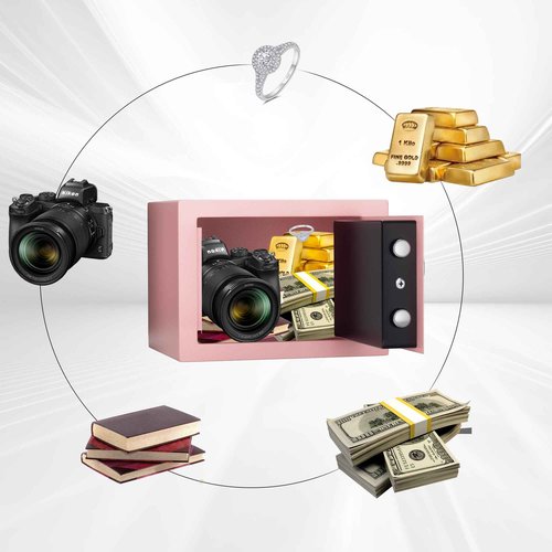 Digital Electronic Money Safe, Steel Security Lock Box with Keypad, Office Hotel Business Jewelry Gun Cash Safe, 0.23 Cubic Feet, 9.06" W x 6.69" D x 6.69" H（pink）