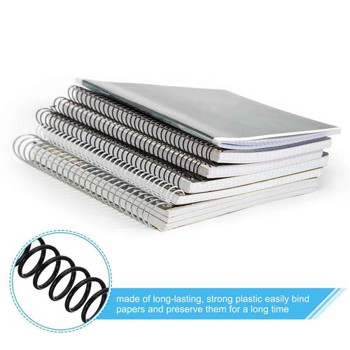 PATIKIL 12mm(1/2") Plastic Spiral Binding Coils, 200 Pcs Binding Spirals 90 Sheet Capacity 4:1 Pitch Binding Spirals for Binding Paper Sheets, Black