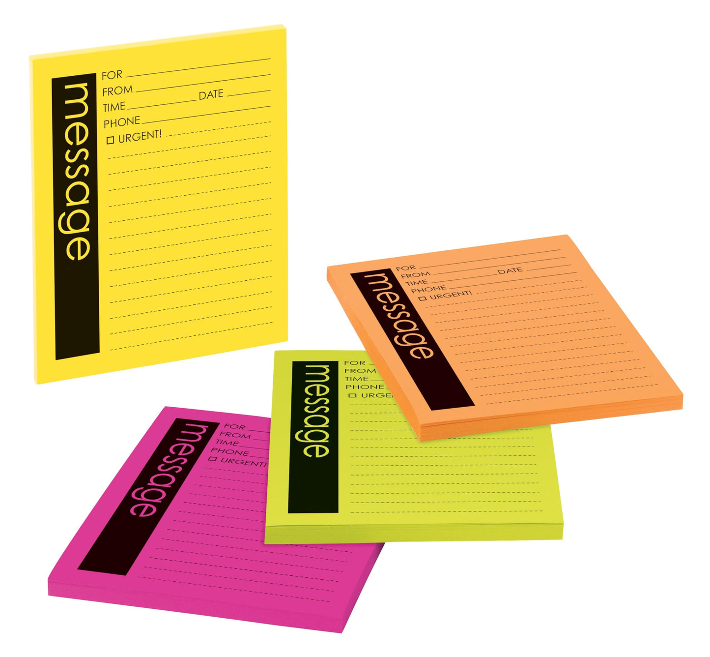 Post-it Super Sticky Lined Notes, Telephone Message, 4 Sticky Note Pads, 4 x 5 in., School Supplies for Students, Ideal for Textbooks, Notebooks, Walls and Vertical Surfaces, Energy Boost Collection