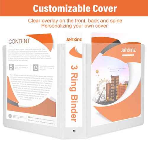 2-inch 3-Ring-Binders with Pockets, Durable 2'' View-Binder Fits US Letter Size 8.5'' x 11'' Paper - White Presentation Binders for Office/Home/Back to School Use, Pack of 6 (2-inch)