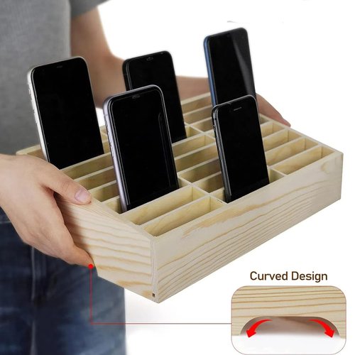 Generic 24 Grid Wooden Desktop Storage Box, Cell Phone Holder Desktop Organizer Storage Box, Caddy Box for Classroom Office, YE-CB-001