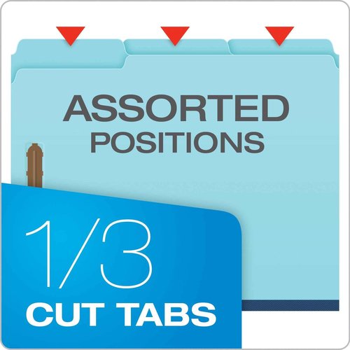 Globe Weis Pendaflex Pressboard Fastener Folders, Letter Size, Light Blue, 1" Expansion, 1/3 Cut, 25/BX (615F21-3BLU)