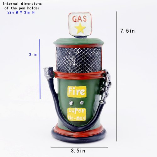 PARSAHO Oiler Pencil Holder Gas Pump Pencil Pen Holder Vintage Style Resin Desk Organizer for Home Office Bedroom