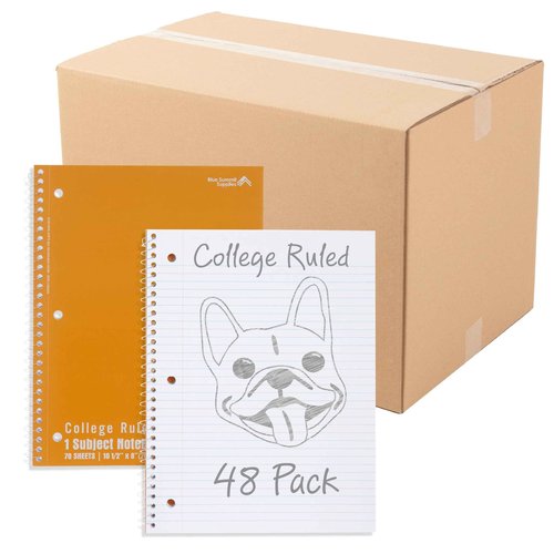 Blue Summit Orange Spiral Notebooks Bulk, One Subject Spiral Notebook College Ruled, Perforated Notebook, 8 x 10.5 for Work and School, Paper, College Ruled, Bulk 48 Pack