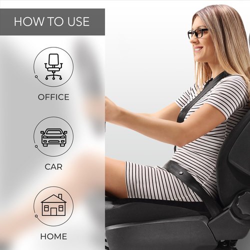 Everlasting Comfort Car Seat Cushion & Lumbar Support Pillow - Ultimate Comfort - Perfect for Car, Truck, Offices, Couches, Desk Chairs - Enhances Posture and Relieves Back Pain