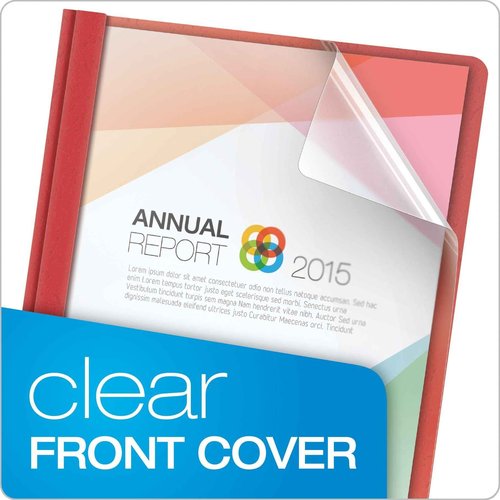 Oxford Clear Front Report Covers for Letter Size Sheets, Dark Blue and Red, 25 per Box