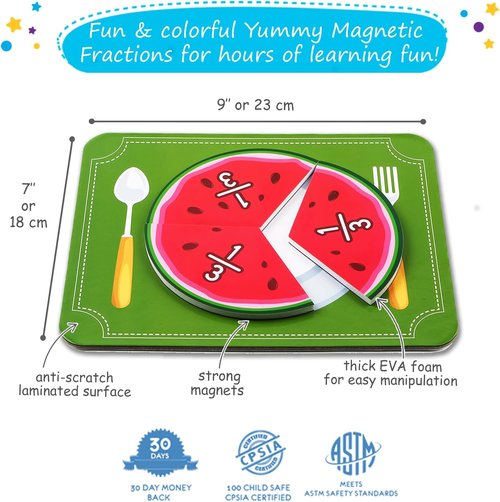 Simply Magic 112 PCS Yummy Magnetic Fractions - Engaging Classroom Math Manipulatives for Grades 2-5