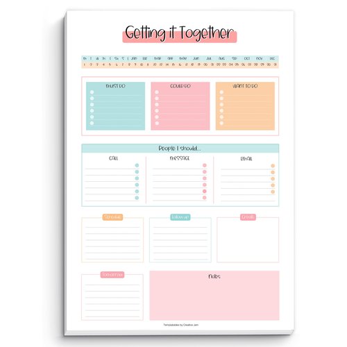 Brain Dump Notepad, To Do List Desk Pad, Productivity Planner, ADHD Daily Planner | 50 Undated Tear Away Sheets A4