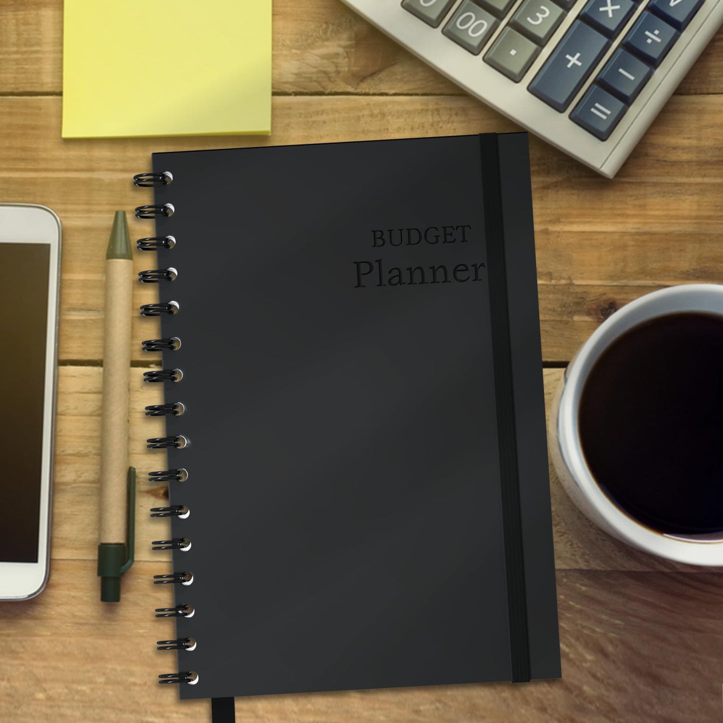Budget Planner and Monthly Bill Organizer - Financial Planner Budget Book with Sticker Sheets - 12 Month Undated Bill Tracker Notebook with Debt, Saving and Expense Trackers - A5 (Black)
