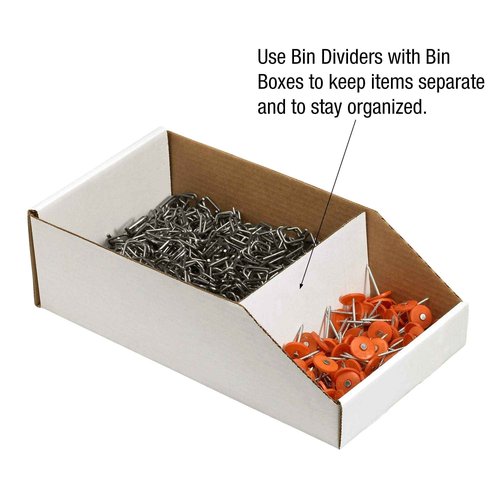 Aviditi Corrugated Cardboard Bin Dividers, 8", White, Case of 100, For Warehouse, Garage and Home Organization