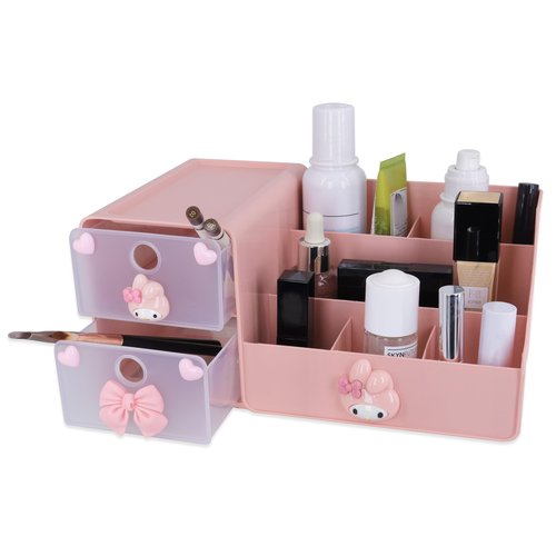Roffatide Cartoon Desktop Desk Office Supplies Container Anime Pen Holder for Desk Cute Pencil Cup Pot Makeup Brush Holder High-Capacity Box Pink