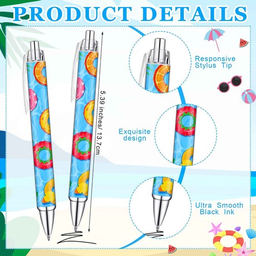 Sinload 100 Pcs Summer Hawaiian Gel Ink Pens Bulk Black Ink Cute Retractable Gel Pens Summer Pens for swimming pool Office School Home Party Decorations Gifts Supplies
