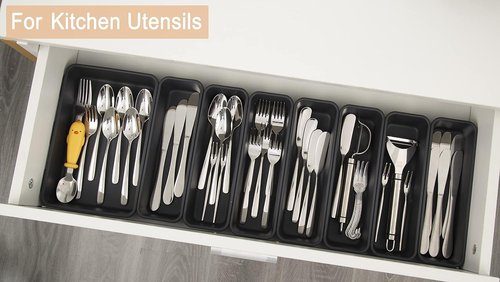Kutesna 44 PCS Interlocking Drawer Organizer Set,4-Size Plastic Versatile Bathroom and Desk Drawer Divider Organizer Trays,Multi-size Storage Bins for Office,Jewelries, Kitchen Utensils and Makeup
