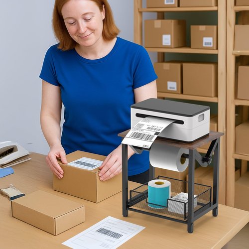 Semohop Label Holder for Rolls and Fan-Fold Labels, Thermal Sticker Holder for Desktop Thermal Printer, Shipping Label Stand Desktop Label Printer Accessory Supplies for Home, Office, Small Business