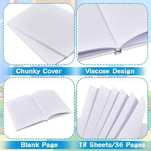 12 Pcs Blank White Books Hardcover Sketchbooks White Blank Notebook Hard Cover Journal for Kids Reading Writing Sketch, 18 Sheets Each, 11 x 8.5 Inch