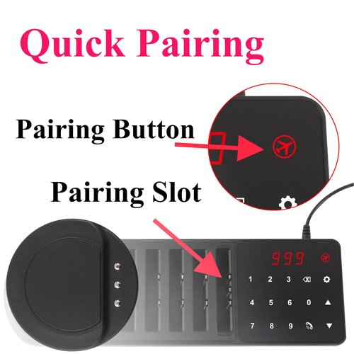 LOUKIENE Restaurant Pager System, 10 Pagers, Wireless Coaster Beepers Guest Customer Queue Pagers for Food Truck Church Nursery Clinic Coffee Shop Restaurants Bar with Vibration Flash Buzzer