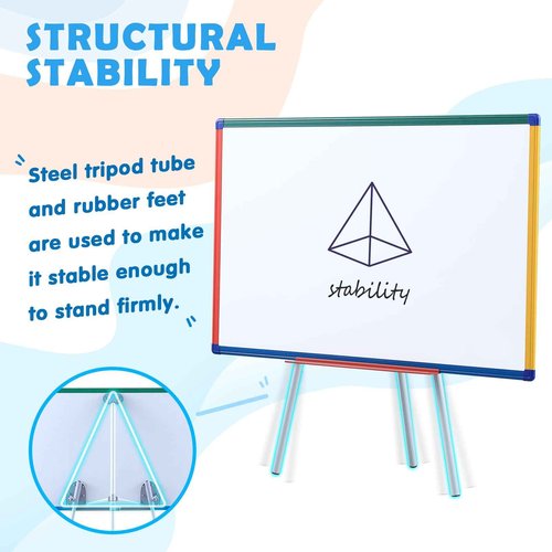 Dry Erase Board with Stand Magnetic Whiteboard for Kids Easel Flipchart Board for Classroom Easel White Board with Stands Teacher Easel, Colorful Frame,36x24 inches
