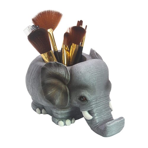 Large Capacity Elephant Desk Pen and Pencil Holder With Phone Stand, Multi-Purpose Organizer for Home Office and Vanity Desk Supplies