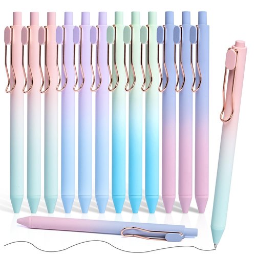 Drawdart Smooth Writing Pens, 12 Pcs No Bleed & Smear, Black Ink Fine Point (0.5mm), Retractable Aesthetic Journaling Pens for Women & Men