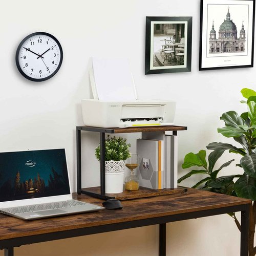 HOOBRO Printer Stand for Desk, Desktop Printer Stand with Outlet and USB Ports, Small Printer Table, Under Desk Printer Cart, File Rack for Home Office BF01UPS01-BF42PS01