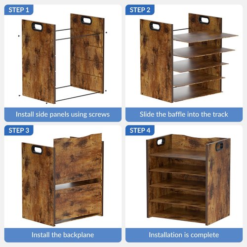 LMZAPET 5-Tier Wood Paper Organizer, File Holder for Desk With Handle - Wooden Paper Letter Tray, Desk Organizer and Accessories, File Cabinet for Home Office, School