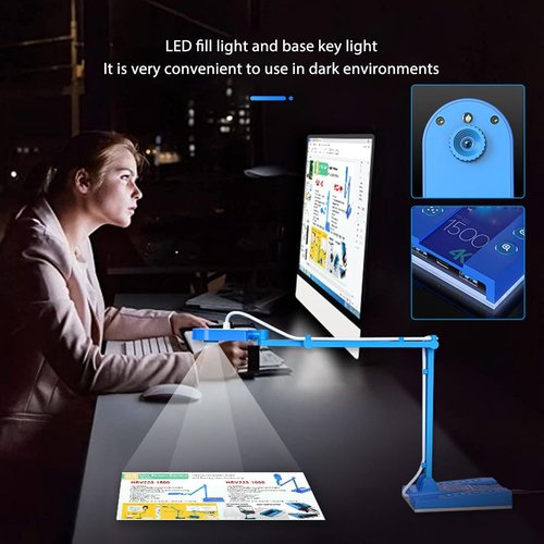 **USB Document Camera - 15MP 4K Ultra HD with Auto Focus & Built-in LED Light | Ideal for Teachers**