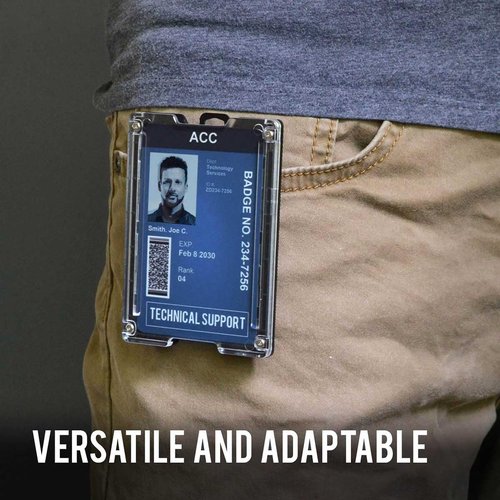 GOVO T4 Badge Holder Wallet - Durable Polycarbonate ID & Credit Card Holder with Metal Clip | Black, 4 Card Slots