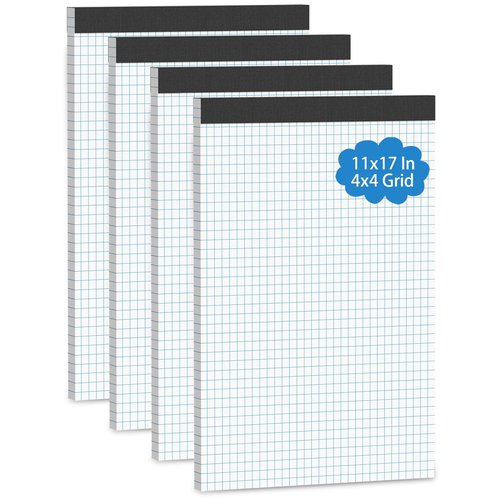 120 Sheets Large Graph Paper Pad 11 x 17, Grid Paper, 4x4 Graph Ruled, Blueprint Quadrille Pad, Engineering Paper, Drafting Paper, Graft Paper for Architect Engineer Designer Mathematician Draftsman