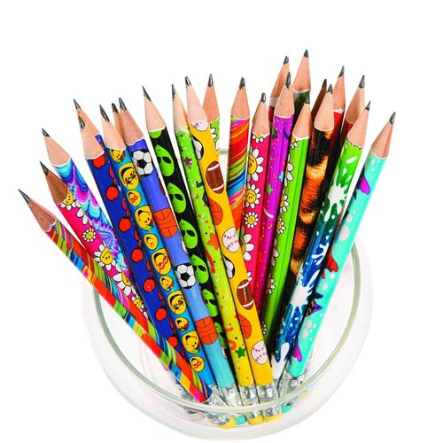 Mega Pencil Assortment - Assorted Bulk Pencils - 250 Designed Cute Pencils with Eraser for Classroom Prize, Kids Party Favors, Rewards, Prizes, Giveaways, Souvenirs, Carnivals, School Supplies