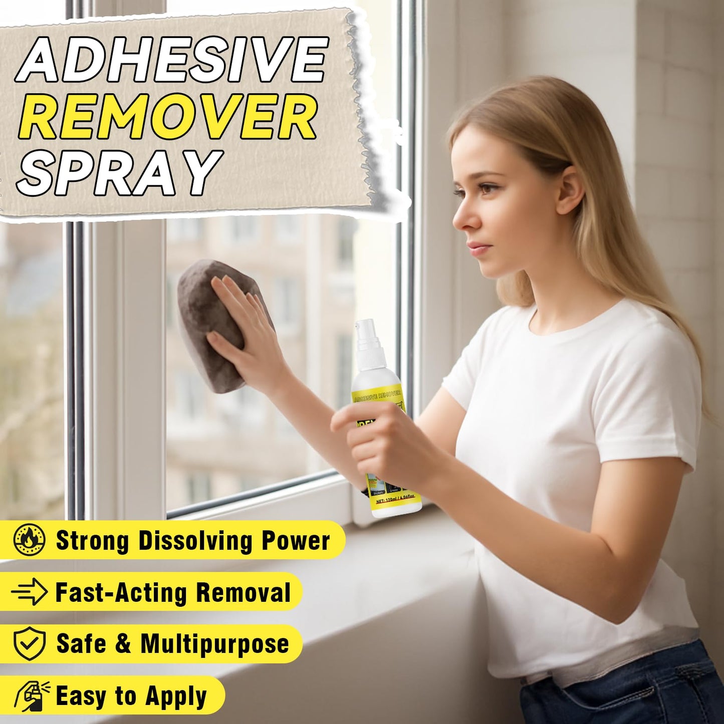 Nexkayee Adhesive Remover, Multipurpose Sticker and Label Cleaner, Surface-Safe Glue Remover with Plastic Scraper, Quickly Removes Decals, Tape Residue, Gum, Tar and Grease, 4.06 fl oz (120ml)