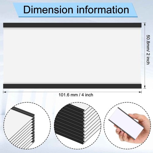 Resurhang 300 Pcs Large Magnetic Label Holder 4 x 2 Inch C Channel Magnetic Label with 300 Protective Film 600 Replacement Paper Strip Holder for Back to School Classroom Metal Rack Shelf Cabinet