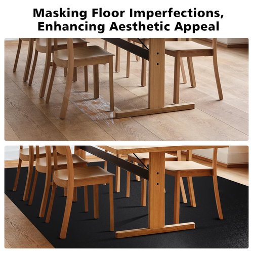 Vinyl Floor Mat for Home, Black Waterproof Area Mat for Under Dining Room Table, Sturdy Plastic Rug Protector for Kitchen, Living Room, Yard, Garage, Large Baby Play Mat (8'×10')
