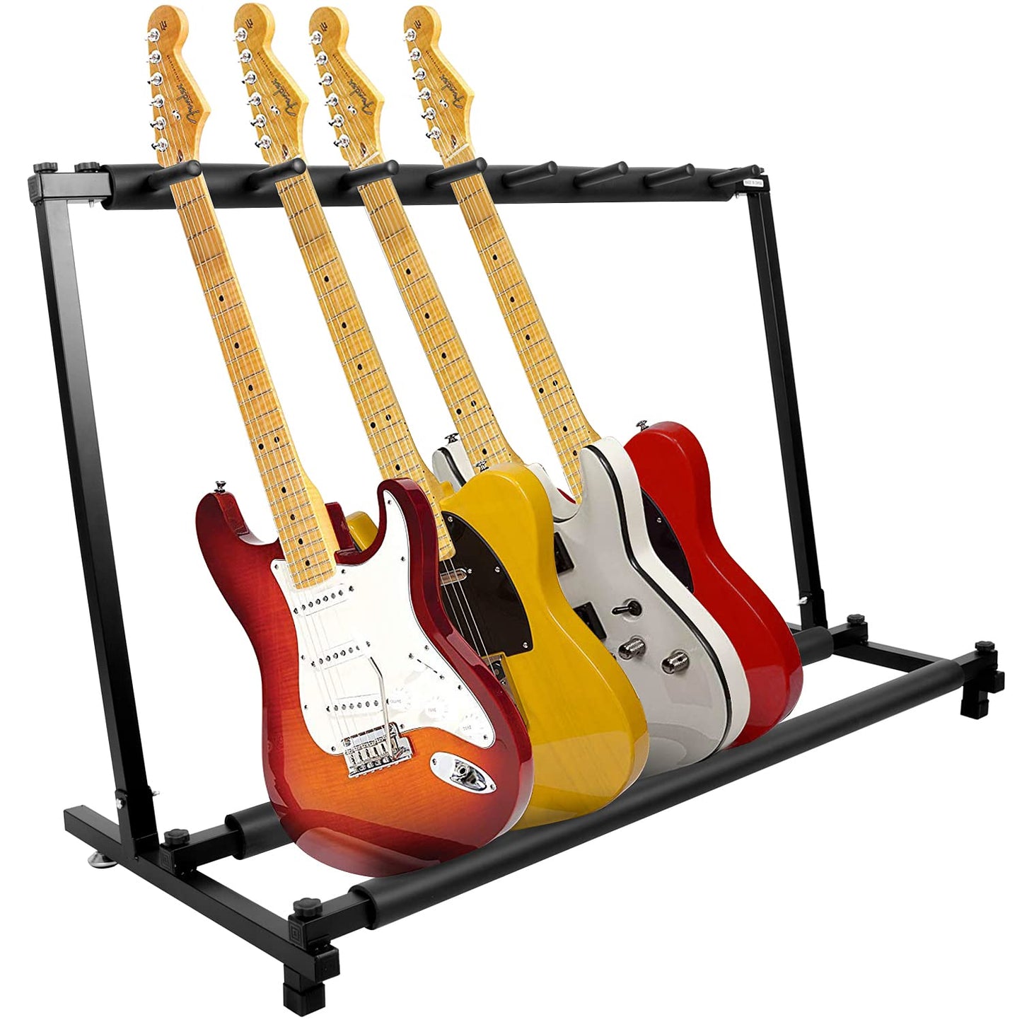 Kuyal Multi-Guitar Display Rack Folding Stand - Band Stage Bass & Acoustic Guitar, Black (7 Holder)
