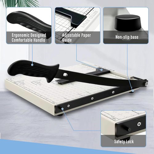 12" Guillotine Paper Cutter,Paper Cutter for Cardstock Heavy Duty 12 inch,Cut Cleanly and Quickly,12" Cut Length,10 Sheet Capacity.