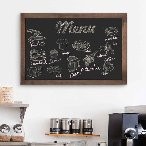 MyGift 36 x 24 Large Chalkboard Sign with Rustic Brown Wood Frame, Hanging Erasbale Menu Board, Wedding and Event Chalkboard Signage