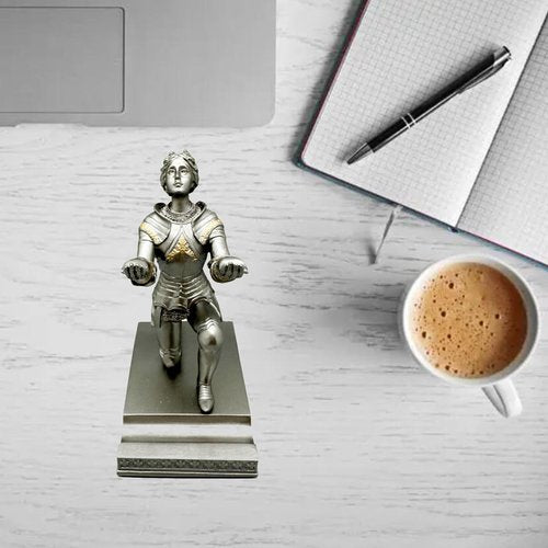 AMJUDOT Desk Kneeling Pen Holder Phone Holder Organizer Holder for Desk Goddess Statue Cool Desk Ornaments Personalized Desk Accessories Decor Home Office (Silver)